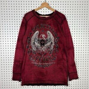 Affliction Burgundy Eagle Graphic Top